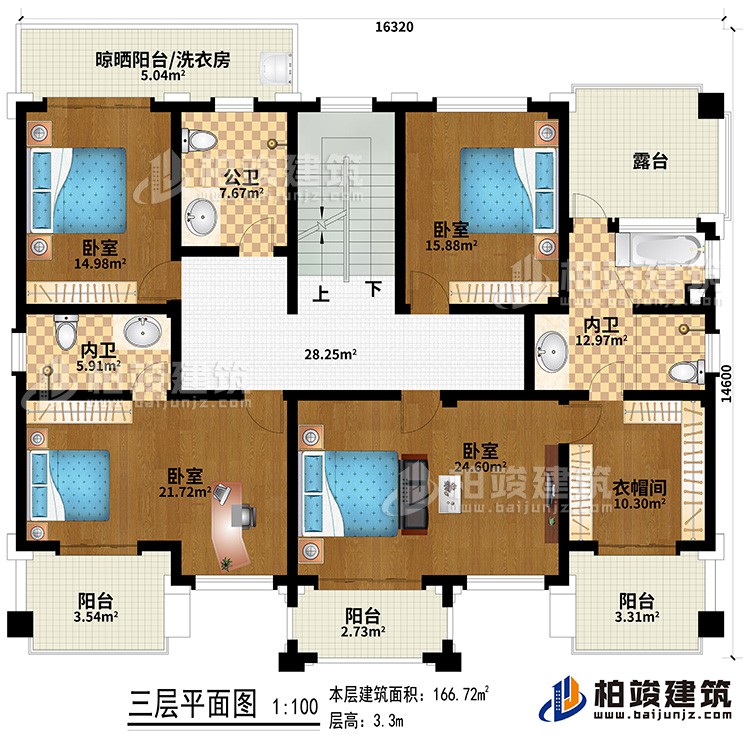 新款农村四层别墅设计图纸及效果图，外立面清新别致BZ412-新中式风格