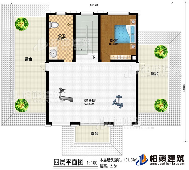 新款农村四层别墅设计图纸及效果图，外立面清新别致BZ412-新中式风格
