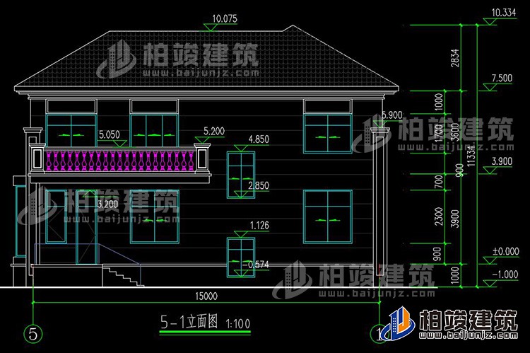 农村25万别墅款式二层自建房设计图，外观简约大气BZ2513-简欧风格