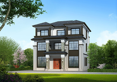 新农村房屋设计图纸，新中式效果图，3层住宅设计